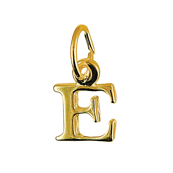 Block Initial Charm — E, 9kt YG